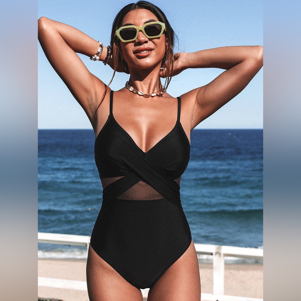Cupshe Forest Adventure Mesh Wrap One Piece